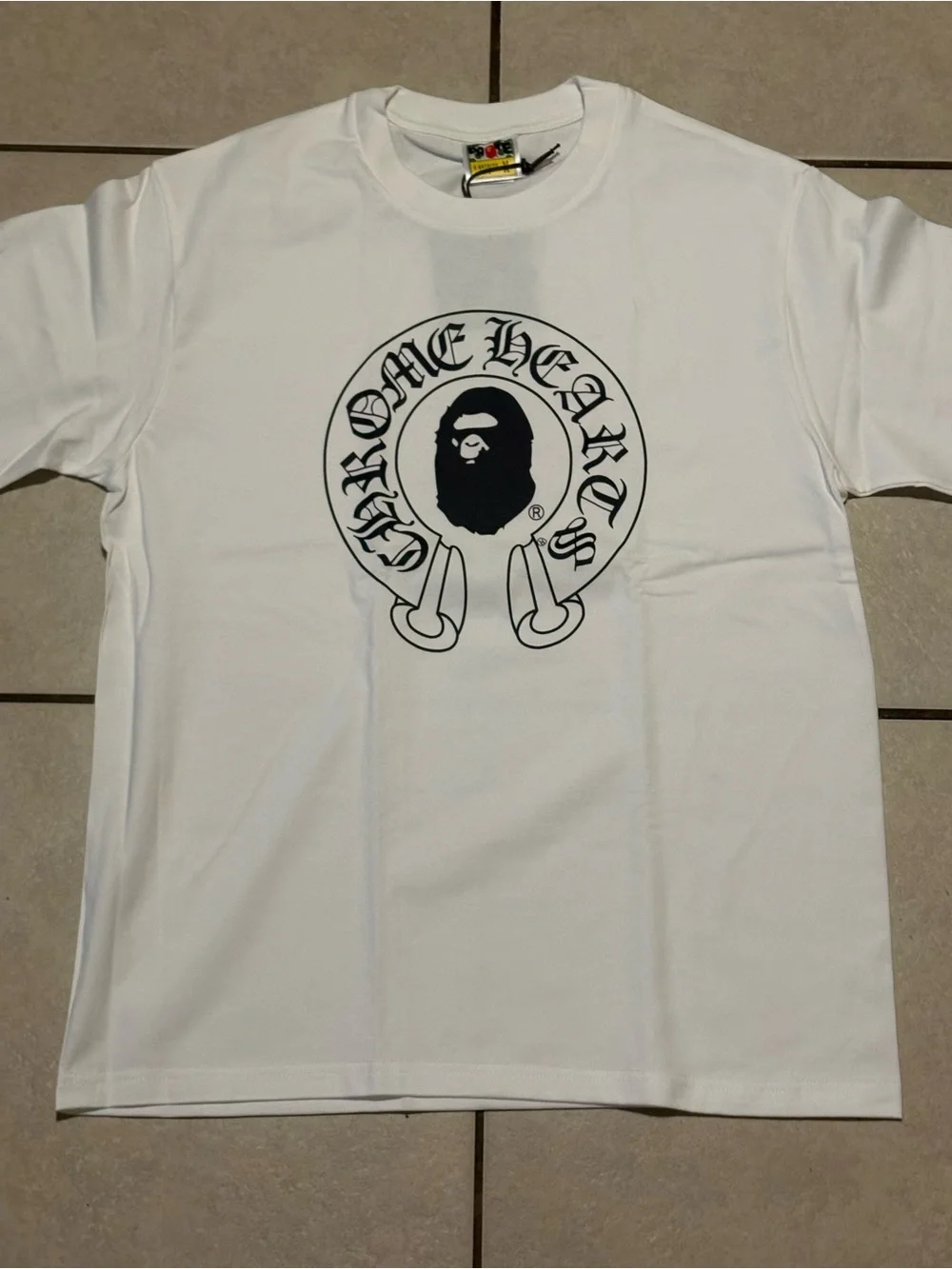 Chrome Hearts White Tee with Black Logo Ape Graphic - Picture 1 of 2